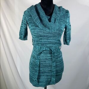 Mudd Cowl Neck Long Sweater Top Turquoise Small